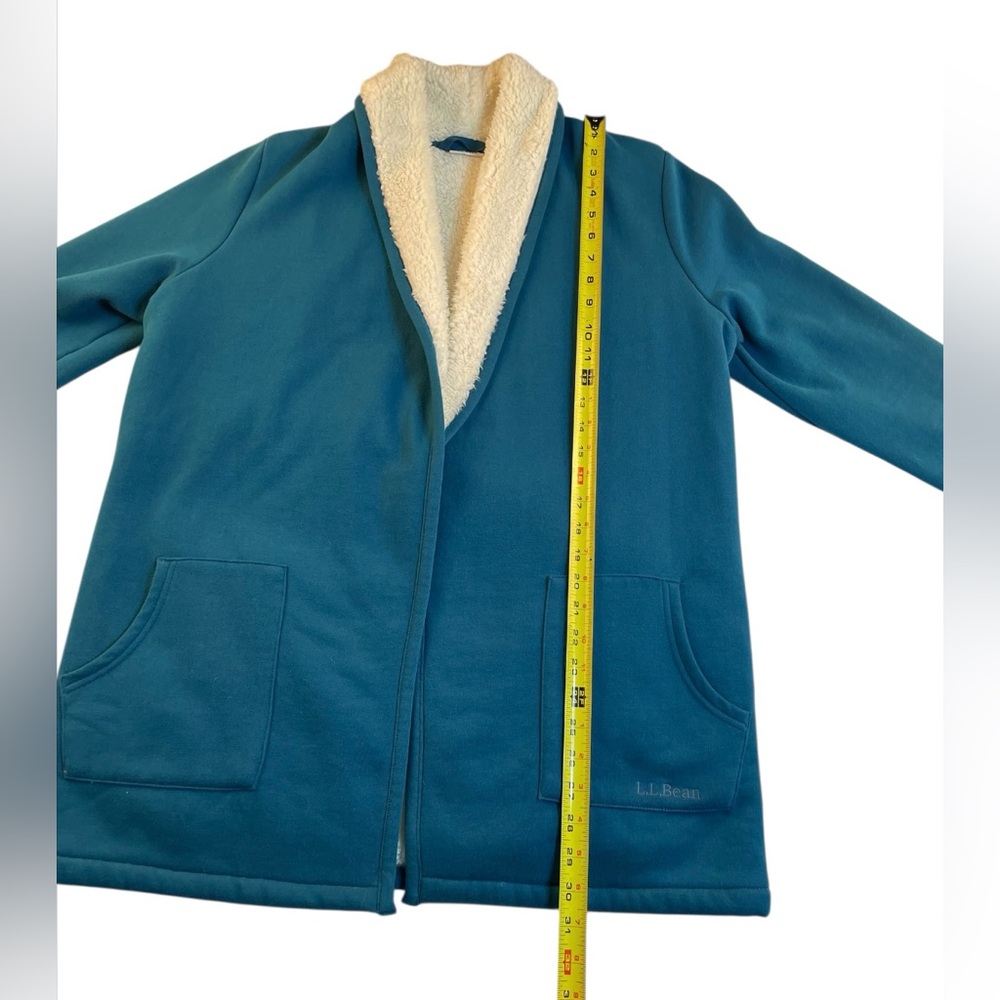 L.L.Bean Teal Sherpa-Lined Cardigan Women’s Size Medium - Picture 6 of 10